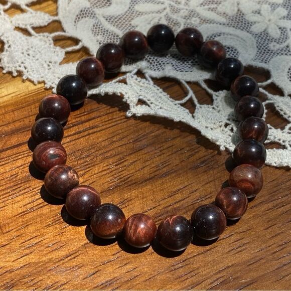 Genuine red tiger’s eye handmade crystal bracelet // 7” 🐅 - Picture 1 of 3